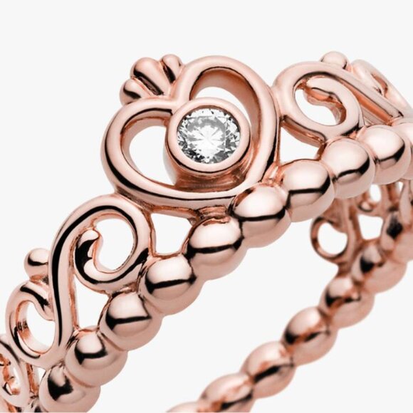 Pandora - Princess Tiara Crown Ring (14K Rose Gold Plating) - Picture 3 of 7
